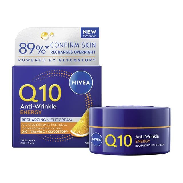 Nivea Q10 Energy Anti Wrinkle Recharging Night Cream with Vitamin C 50ml - gallery image 1