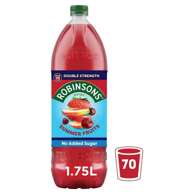 Robinsons Double Strength Summer Fruits No Added Sugar Fruit Squash 1.75L - gallery image 1