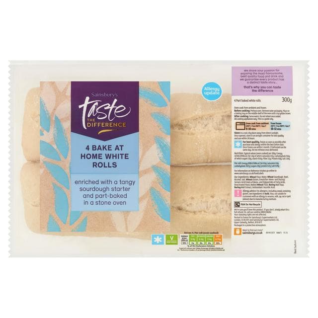 Sainsbury's Bake at Home Stonebaked White Pave Rolls, Taste the Difference x4 300g - gallery image 1