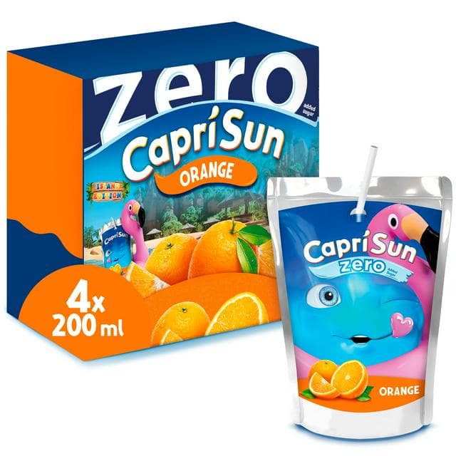 Capri Sun 4 x 200ml Zero Orange Kids Juice Drink - gallery image 1
