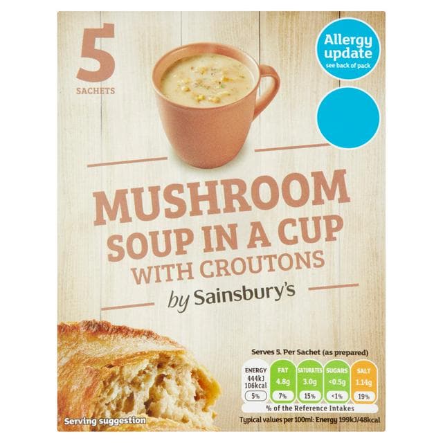 Sainsbury's Mushroom Soup in a Cup with Croutons x5 23g - gallery image 1