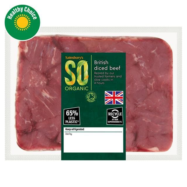 Sainsbury's British Diced Beef, SO Organic 500g - gallery image 1