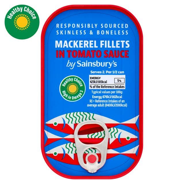 Sainsbury's Mackerel Fillets in Tomato Sauce 125g - gallery image 1