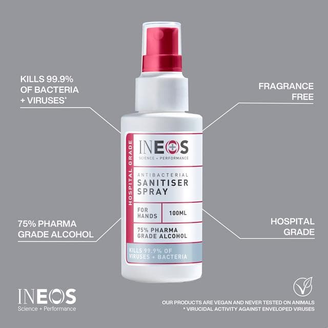 Ineos Antibacterial Anti-Viral Hand Sanitiser Spray 100ml - gallery image 2