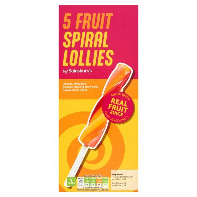 Sainsbury's Fruit Spiral Lollies 5x70ml - gallery image 1