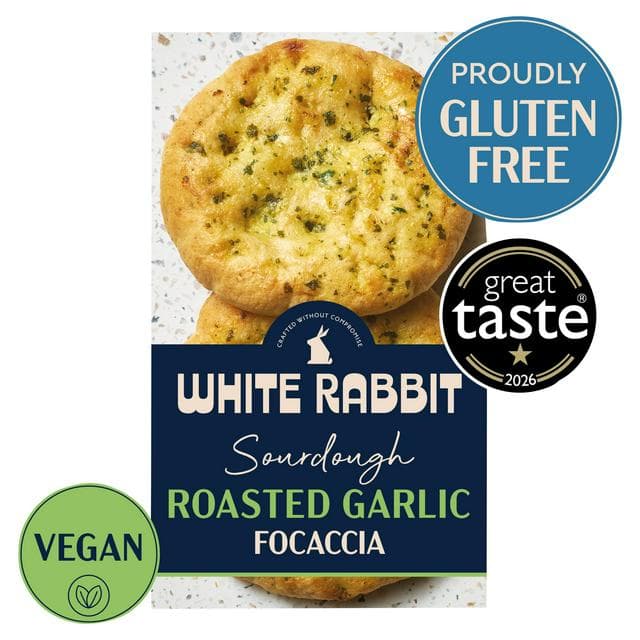 White Rabbit 2 x 125g Roasted Garlic Gluten Free Sourdough Focaccia - gallery image 1