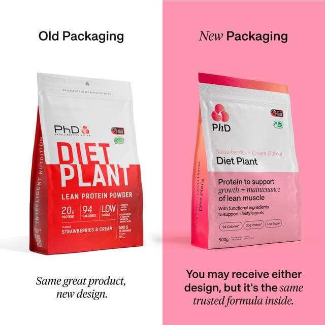 PhD Strawberries & Cream Diet Plant Protein Powder 500g - gallery image 2