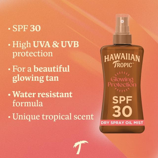 Hawaiian Tropic Glowing Protection Sunscreen Dry Oil SPF 30 200ml - gallery image 2