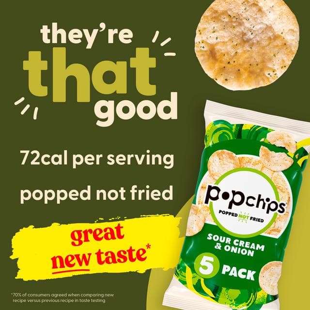 Popchips 5 x 17g Sour Cream & Onion Multipack Crisps - gallery image 2