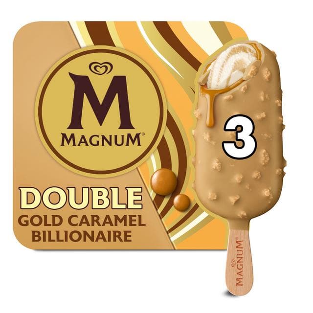 Magnum Double Gold Caramel Billionaire Ice Cream Sticks 3x85 ml - gallery image 2