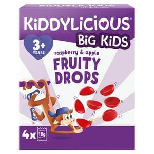 Kiddylicious Raspberry & Apple Fruity Drops Kids Snacks 4x16g