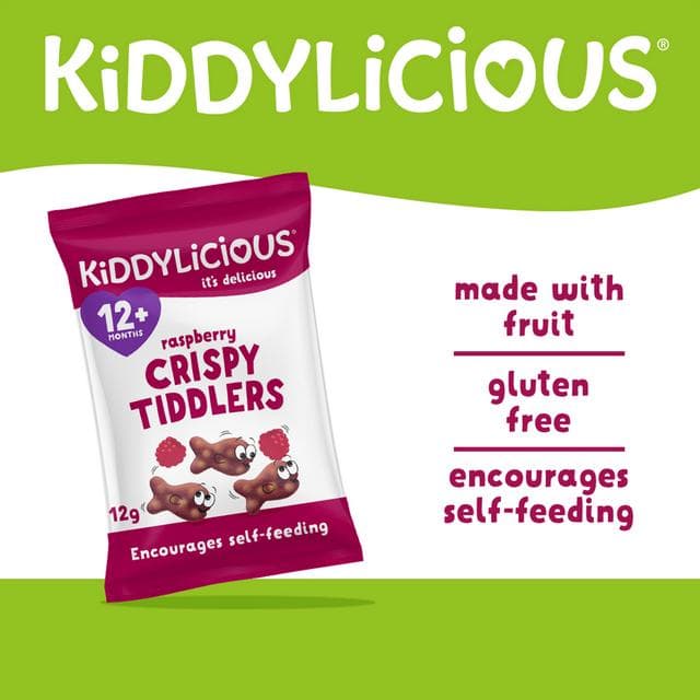 Kiddylicious Raspberry Crispy Tiddlers Baby Snacks 12g - gallery image 2
