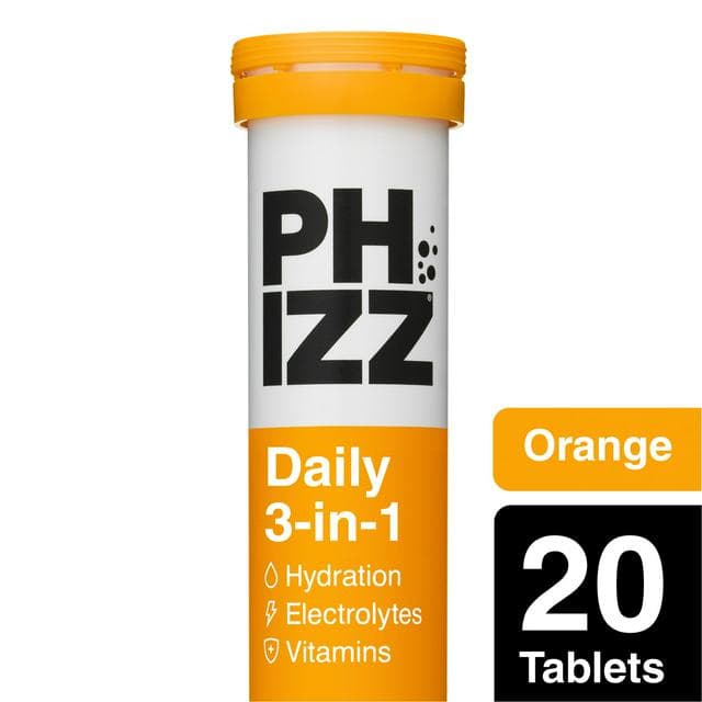 Phizz Daily 3-in-1 Hydration, Electrolytes & Vitamins Effervescent Tablets Orange x20 Tablets - gallery image 1