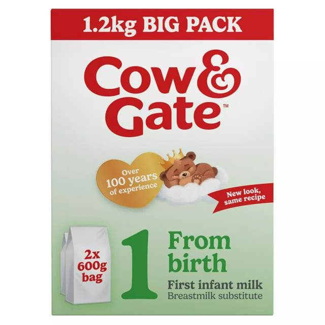 Cow & Gate 1 First Infant Baby Milk Formula Powder From Birth Big Pack 1.2kg - gallery image 1