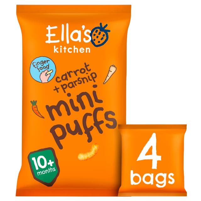 Ella's Kitchen Organic Carrot & Parsnips Mini Puffs Multipack Baby Snack 10+ Months 4x8g - gallery image 3