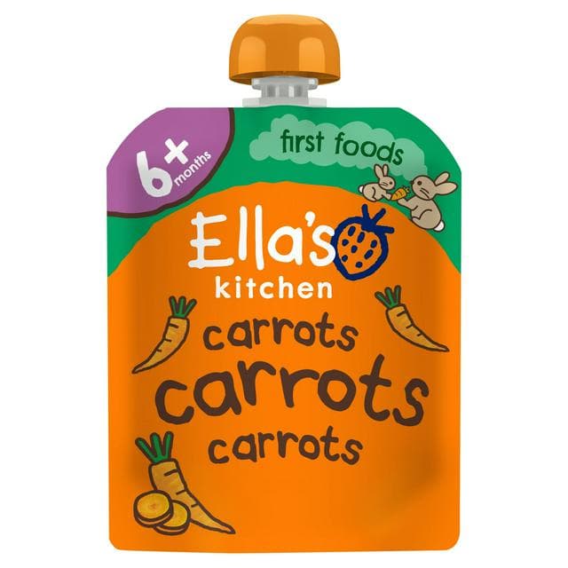Ella's Kitchen Organic Carrots First Tates Baby Food Weaning Pouch 4+ Months 70g - gallery image 1