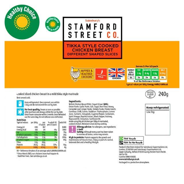 Stamford Street Co. Tikka Style Cooked Chicken Breast 240g - gallery image 1