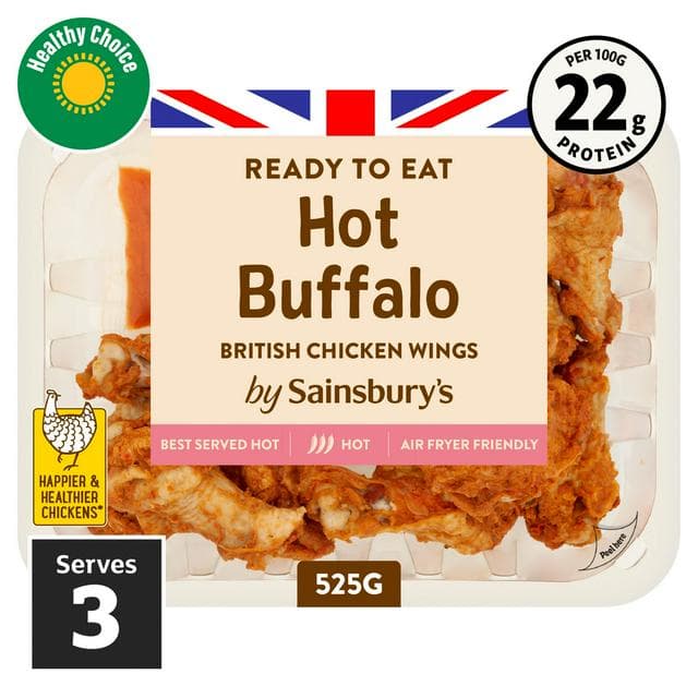 Sainsbury's Hot Buffalo Cooked British Chicken Wings 525g - gallery image 1