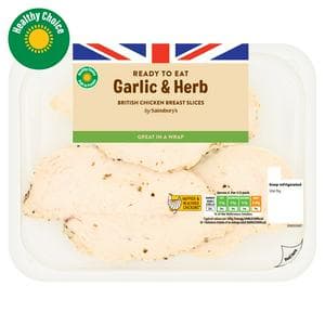 Sainsbury's Garlic & Herb Cooked British Chicken Breast Slices 180g