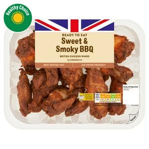 Sainsbury's Sweet & Smoky BBQ Cooked British Chicken Wings 525g