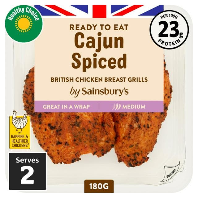Sainsbury's Cajun British Chicken Grills Ready to Eat 180g - gallery image 1