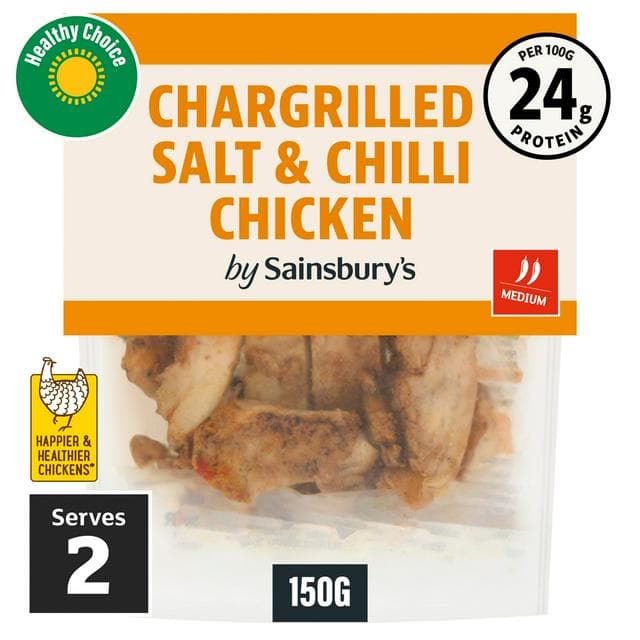 Sainsbury's Chargrilled Salt  Chilli British Chicken Thigh Fillets 150g (Ready to Eat) - gallery image 1