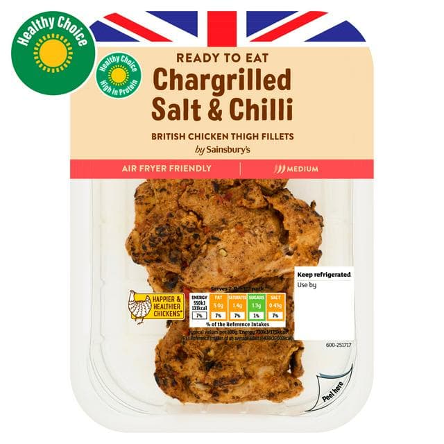 Sainsbury's Chargrilled Salt  Chilli British Chicken Thigh Fillets 150g (Ready to Eat) - gallery image 1