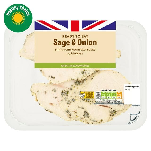 Sainsbury's Sage & Onion Cooked British Chicken Breast Slices 180g - gallery image 1