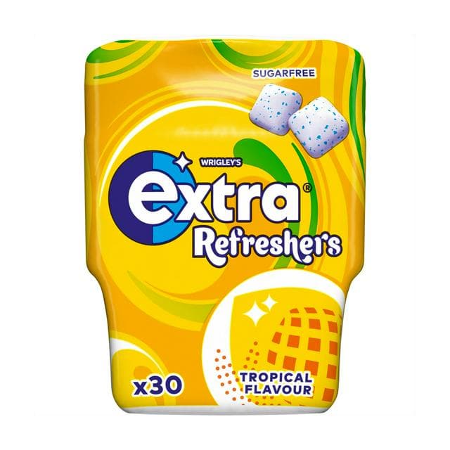 Extra Refreshers Tropical Flavour Sugarfree Chewing Gum Bottle 30 Pieces - gallery image 1