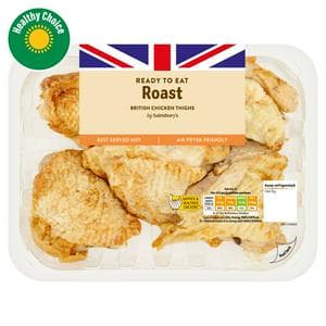 Sainsbury's Roast British Cooked Chicken Thighs 450g
