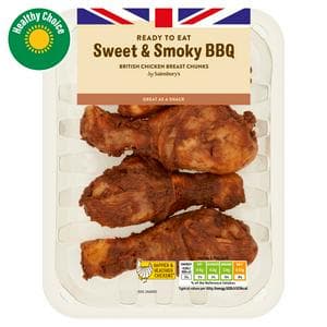 Sainsbury's Sweet & Smoky Cooked British Chicken Drumsticks 430g