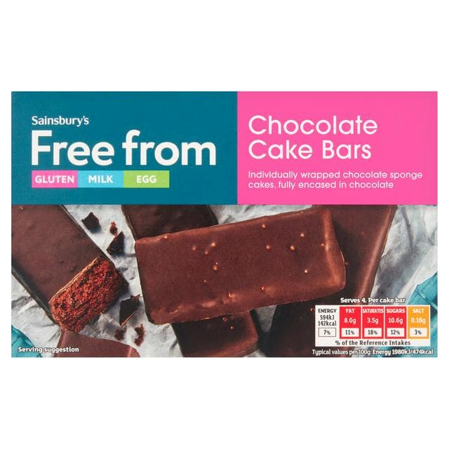 Sainsbury's Free From Chocolate Cake Bars x4 - gallery image 1