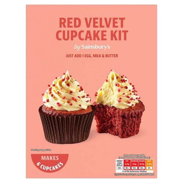 Sainsbury's Red Velvet Cupcake Kit 280g - gallery image 1