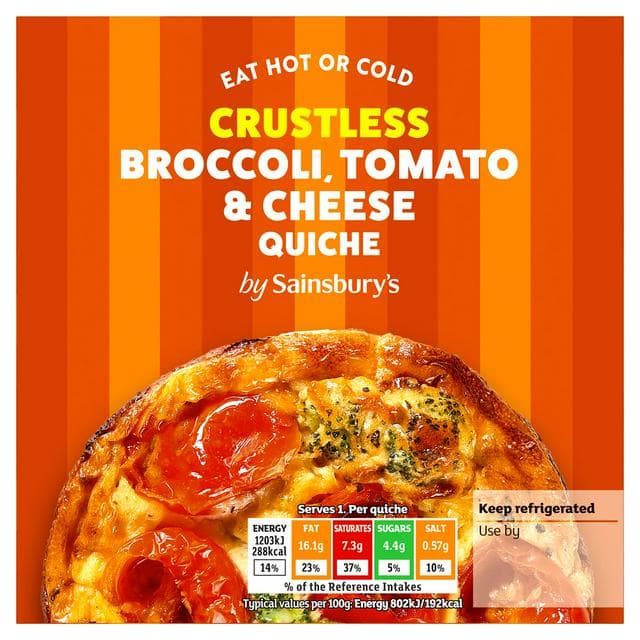 Sainsbury's Crustless Broccoli Tomato & Cheese Quiche 150g - gallery image 1