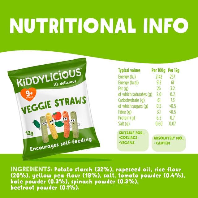 Kiddylicious Veggie Straws Baby Snacks 10x12g - gallery image 3