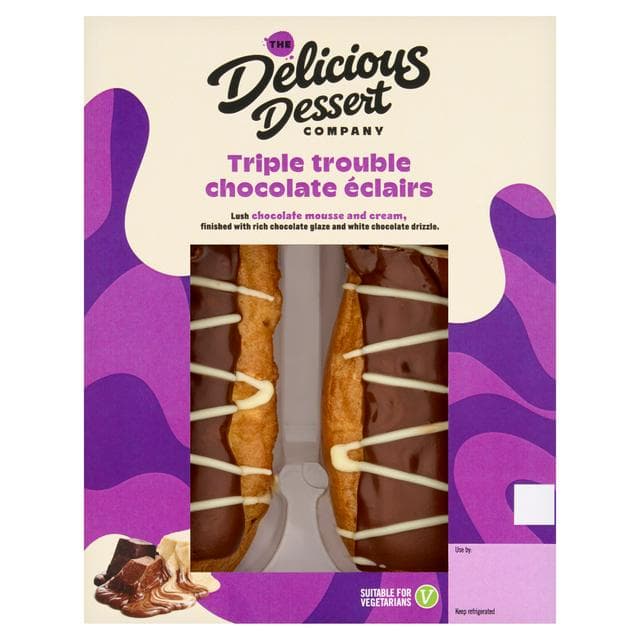 The Delicious Dessert Company Triple Chocolate Eclairs 2x78g - gallery image 1