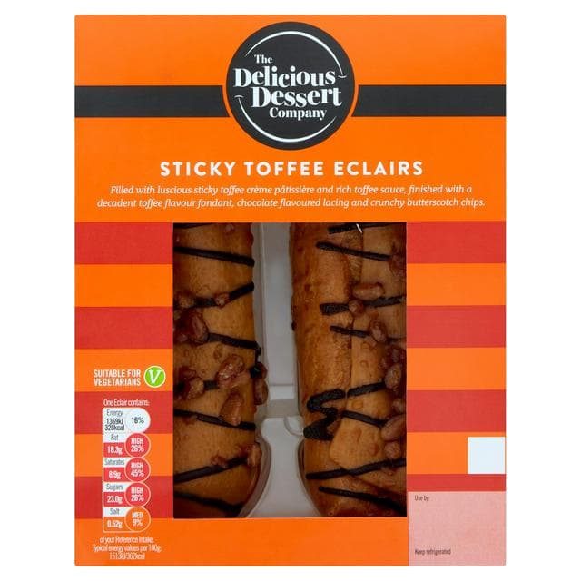 The Delicious Dessert Company Sticky Toffee Eclairs 2x82g - gallery image 1