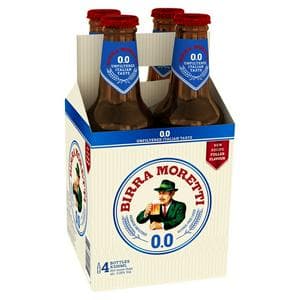 Birra Moretti Zero 0.0% Alcohol Free Beer Bottle 4 x 330ml