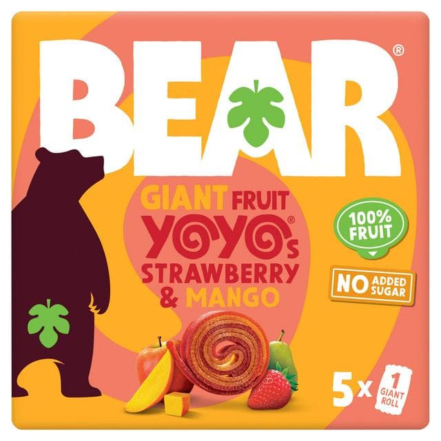BEAR GIANT Fruit Yoyos Strawberry & Mango Multipack 5x20g - gallery image 1