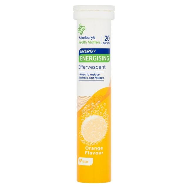 Sainsbury's Health Matters Energy Energising Effervescent Orange Flavour Tablets x20 - gallery image 1