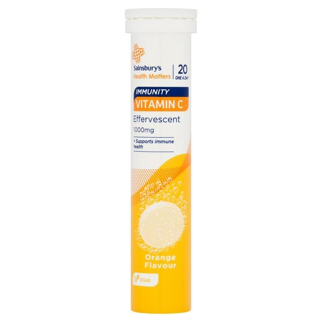 Sainsbury's Health Matters Immunity Vitamin C Effervescent Orange Flavour Tablets 1000mgx20 - gallery image 1