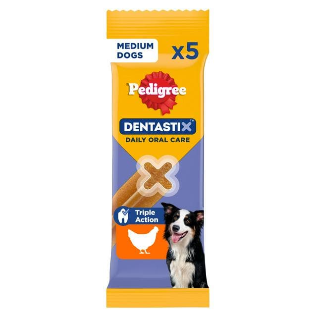 Pedigree Dentastix Daily Adult Medium Dog Treats Dental Sticks x5 128g - gallery image 1
