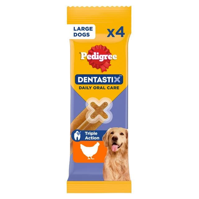 Pedigree Dentastix Daily Adult Large Dog Treats Dental Sticks x4 154g - gallery image 1