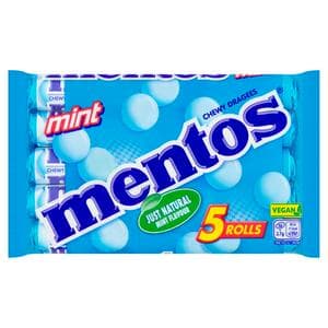 Mentos Chewy Dragees Mint Rolls 5x38g
