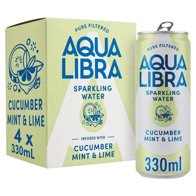 Aqua Libra Sparkling Water Infused with Cucumber Mint & Lime 4x330ml - gallery image 1
