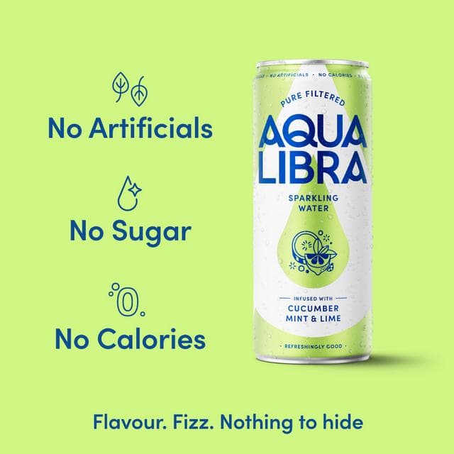 Aqua Libra Sparkling Water Infused with Cucumber Mint & Lime 4x330ml - gallery image 3