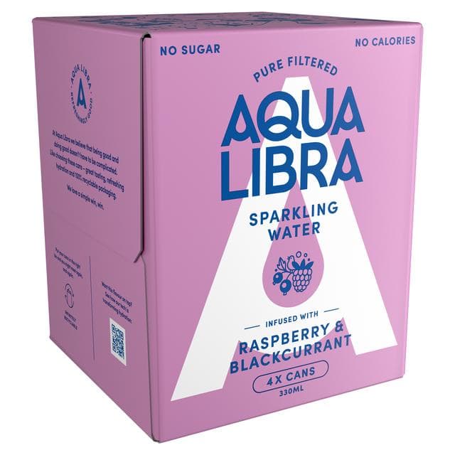 Aqua Libra Sparkling Water Infused with Raspberry & Blackcurrant 4x330ml - gallery image 2