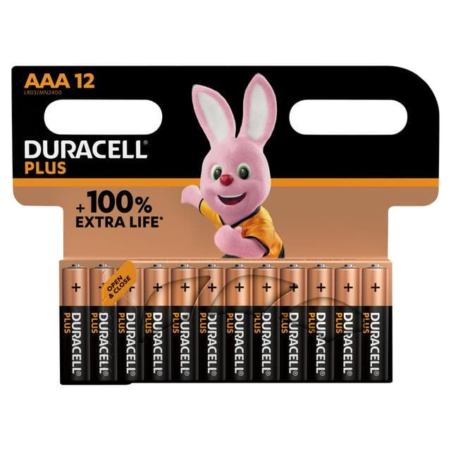 Duracell Plus Pack of 12 100% Extra Life AAA Batteries - gallery image 1