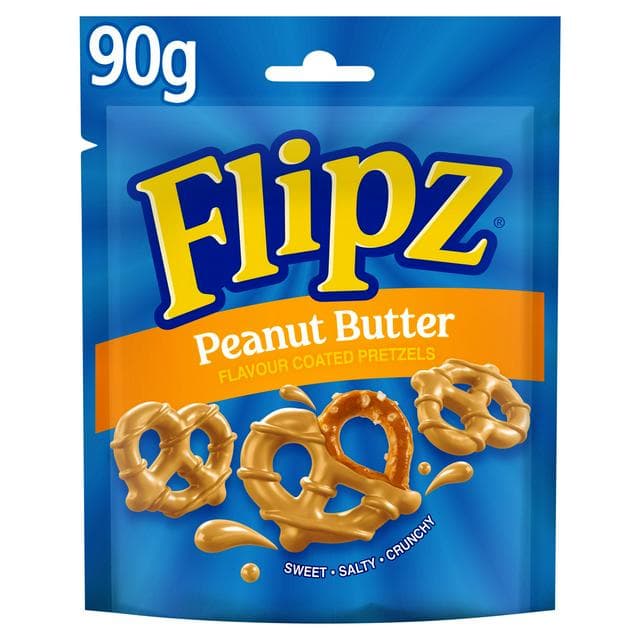 Flipz Peanut Butter Flavour Coated Pretzel Snacks 90g - gallery image 1