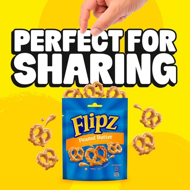 Flipz Peanut Butter Flavour Coated Pretzel Snacks 90g - gallery image 2